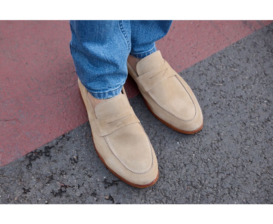 Mocassin pour homme Velours Beige foncé - DERVIO
