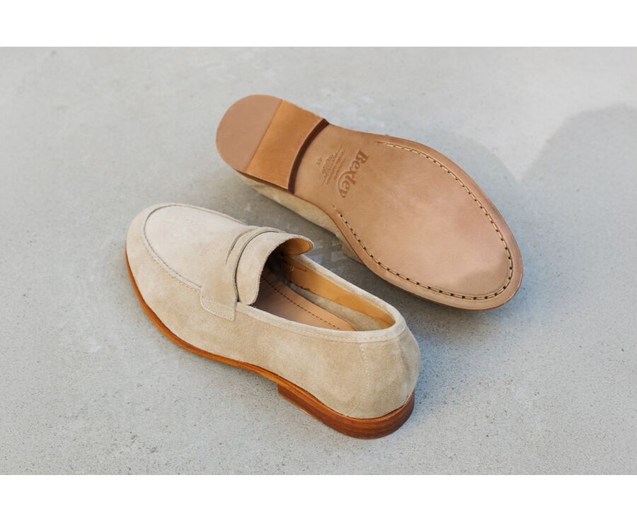 Mocassin pour homme Velours Beige foncé - DERVIO