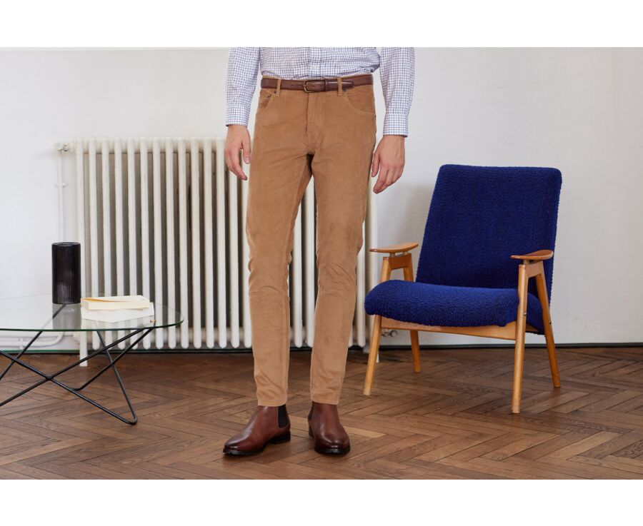 Pantalon 5 poches velours homme Camel - KARS