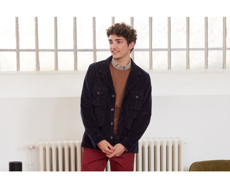 Veste saharienne en velours Navy navy - FLORENCIEN
