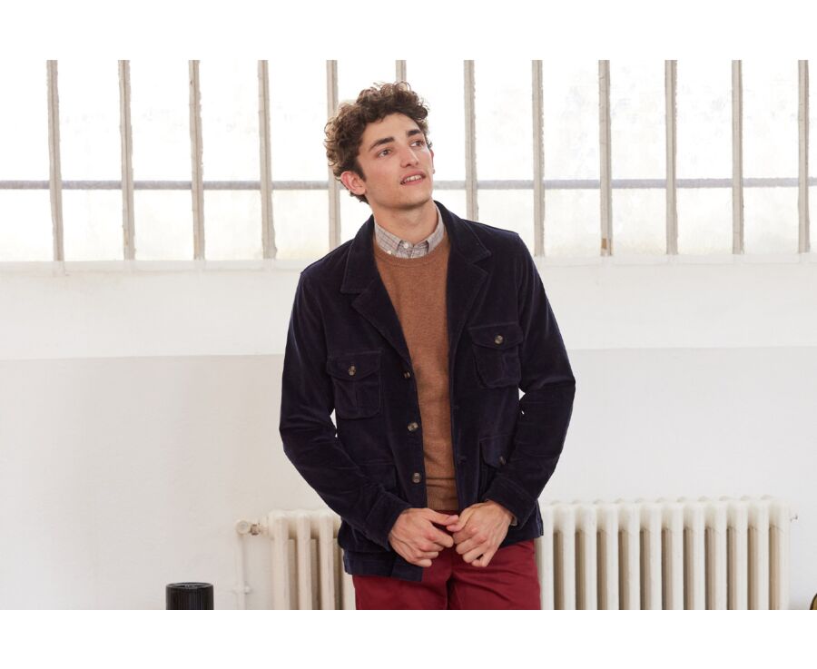 Veste saharienne en velours Navy navy - FLORENCIEN