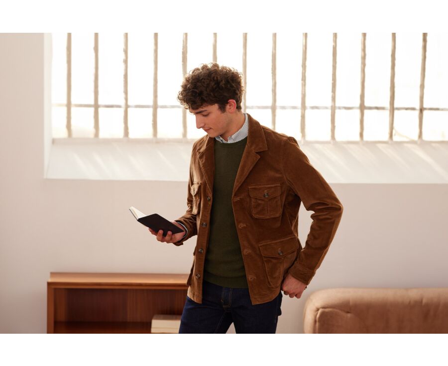 Veste saharienne en velours Camel foncé - FLORENCIEN