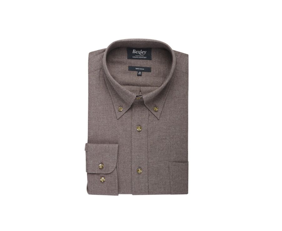 Chemise flanelle taupe - ANDER