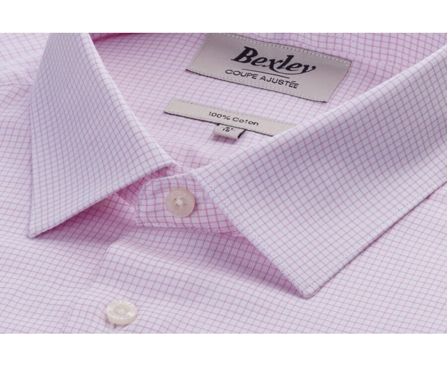 Chemise twill Blanche à carreaux Rose Clair homme  - MARTINIEN