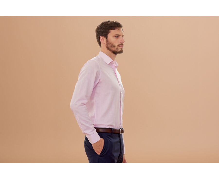 Chemise twill Blanche à carreaux Rose Clair homme  - MARTINIEN