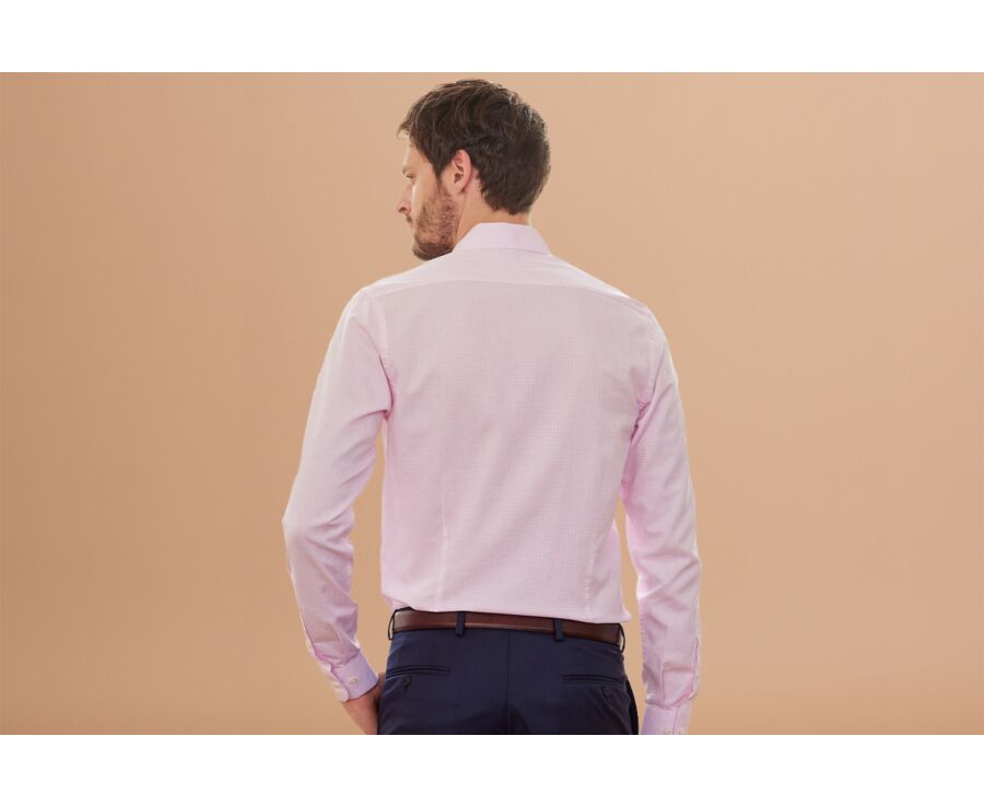 Chemise twill Blanche à carreaux Rose Clair homme  - MARTINIEN