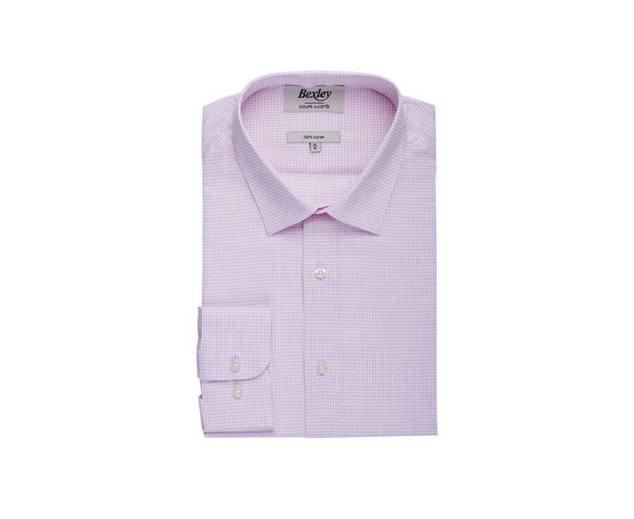 Chemise twill Blanche à carreaux Rose Clair homme  - MARTINIEN