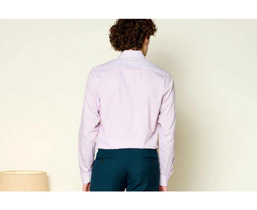 Chemise twill Blanche à carreaux Bordeaux homme  - MARTINIEN