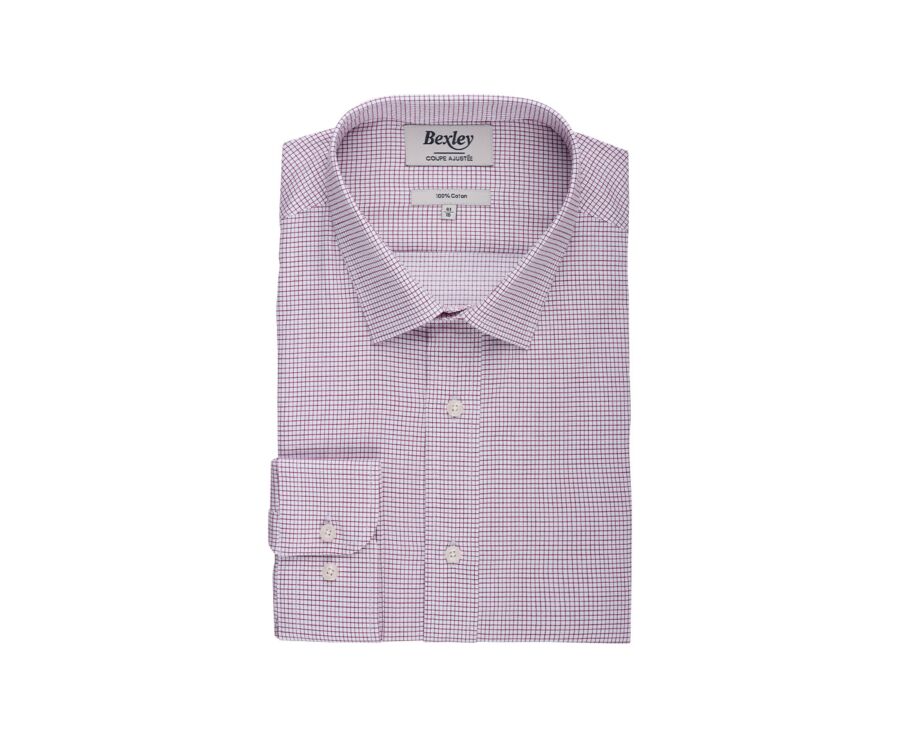 Chemise twill Blanche à carreaux Bordeaux homme  - MARTINIEN