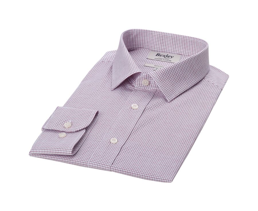 Chemise twill Blanche à carreaux Bordeaux homme  - MARTINIEN