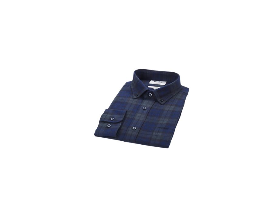 Chemise flanelle Navy et Vert Foncé - Poche poitrine - ANDRICK