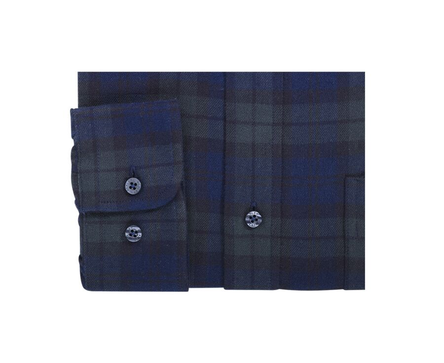 Chemise flanelle Navy et Vert Foncé - Poche poitrine - ANDRICK