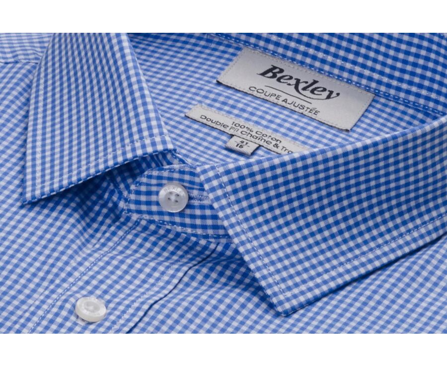 Chemise coton bleu clair et Blanc - Col français - VALAIRE