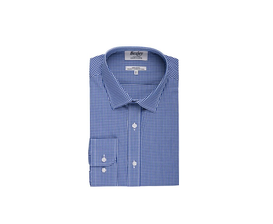 Chemise coton bleu et Blanc - Col français - VALAIRE
