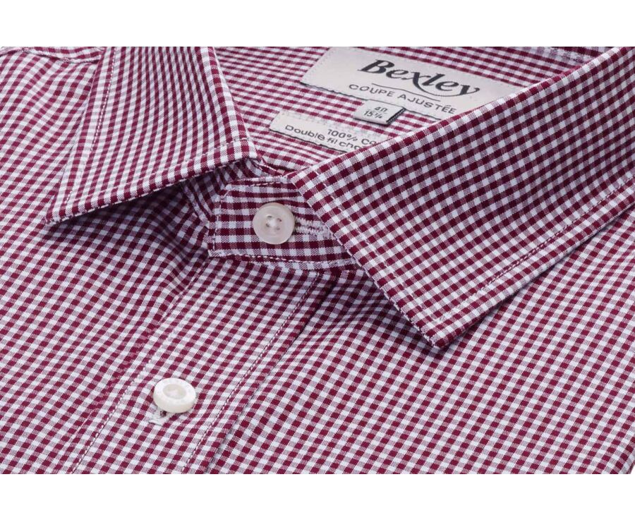 Chemise Popeline - Carreaux Bordeaux et Blanc - VALAIRE