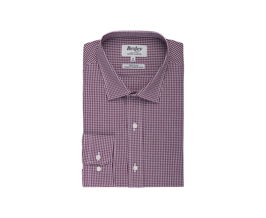 Chemise Popeline - Carreaux Bordeaux et Blanc - VALAIRE