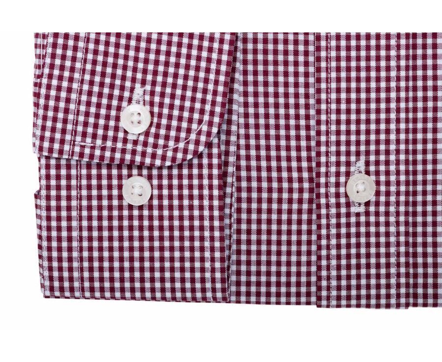Chemise Popeline - Carreaux Bordeaux et Blanc - VALAIRE