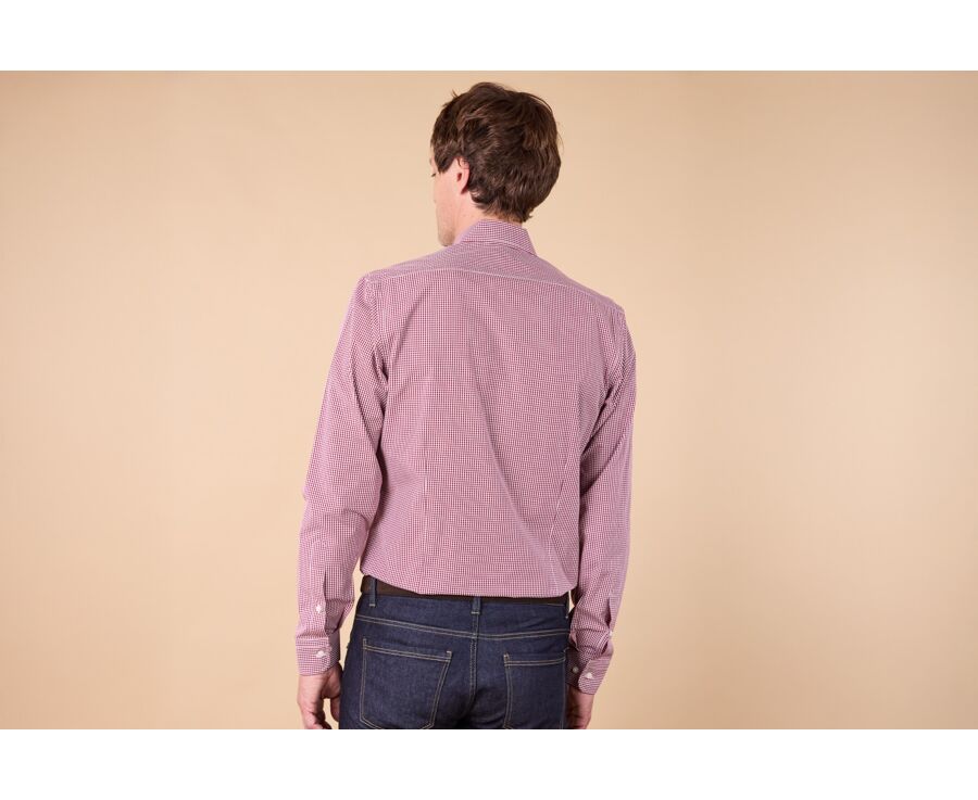 Chemise Popeline - Carreaux Bordeaux et Blanc - VALAIRE