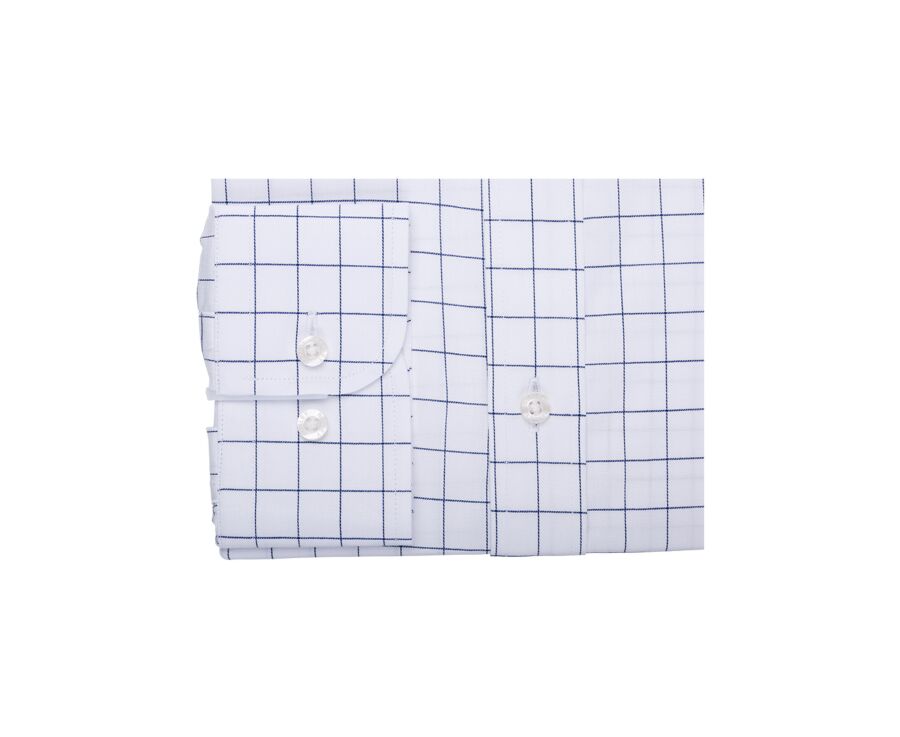 Chemise blanche carreaux bleus - Col français - SERGIUS