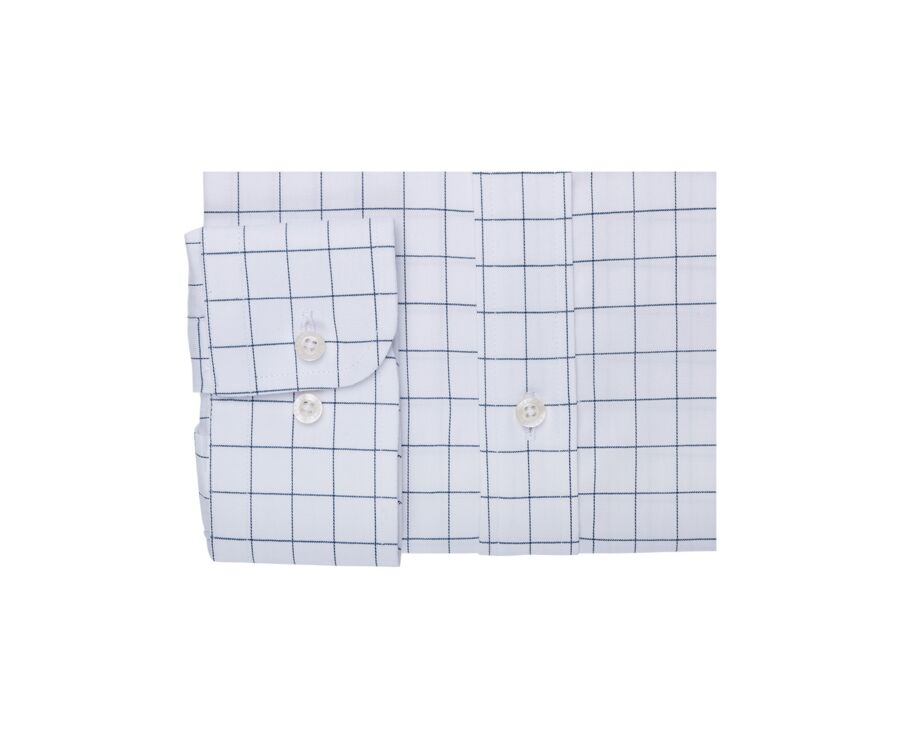 Chemise blanche carreaux vert - Col français - SERGIUS