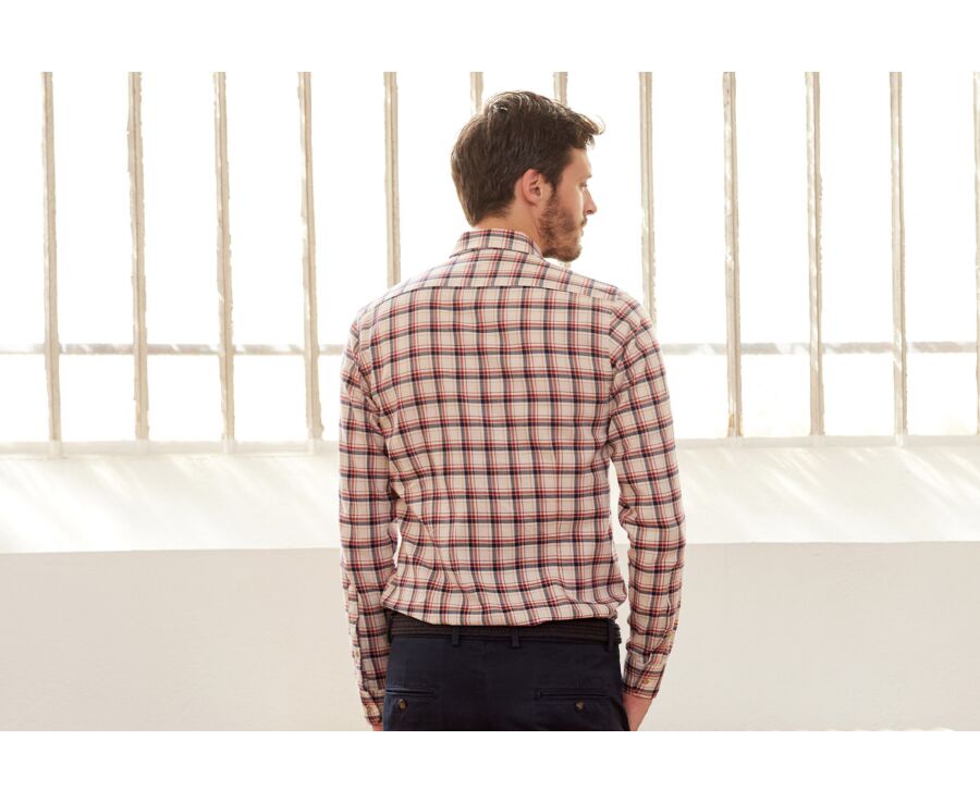 Chemise flanelle Rouge et Ecru - Poche poitrine - ALDERICK