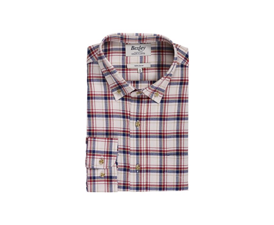 Chemise flanelle Rouge et Ecru - Poche poitrine - ALDERICK