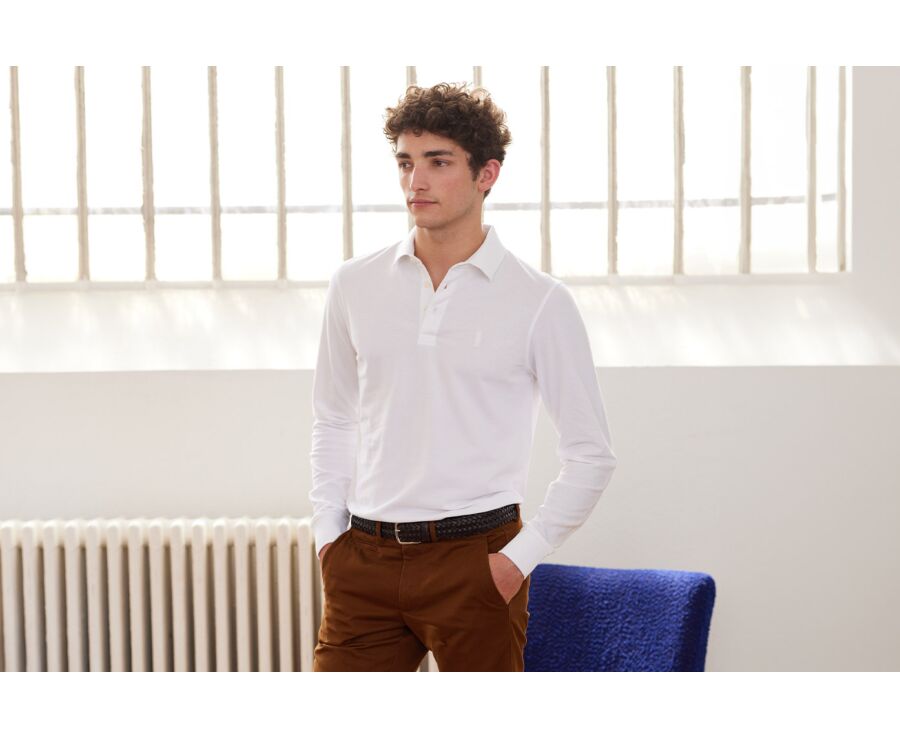 Polo manches longues homme Blanc - ALEC II ML