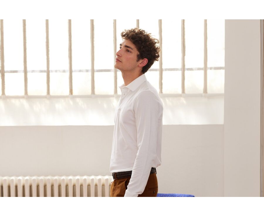 Polo manches longues homme Blanc - ALEC II ML