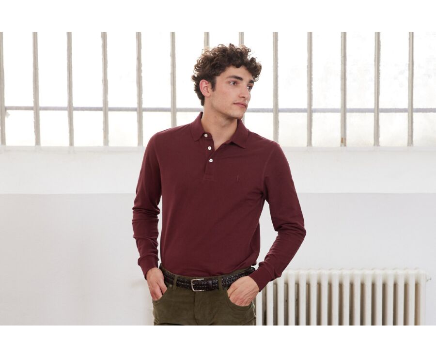 Polo manches longues homme Bordeaux - ALEC II ML