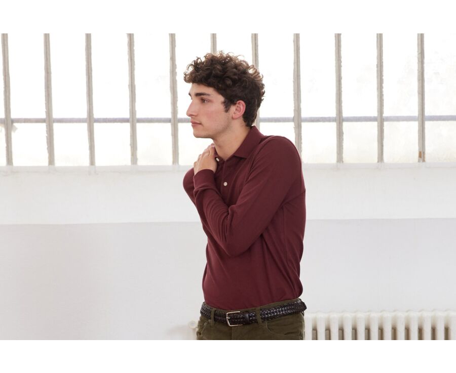 Polo manches longues homme Bordeaux - ALEC II ML