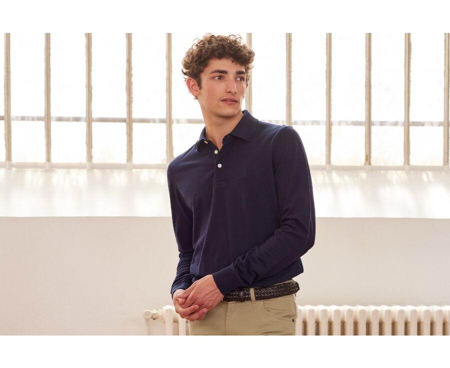 Polo manches longues homme Marine - ALEC II ML