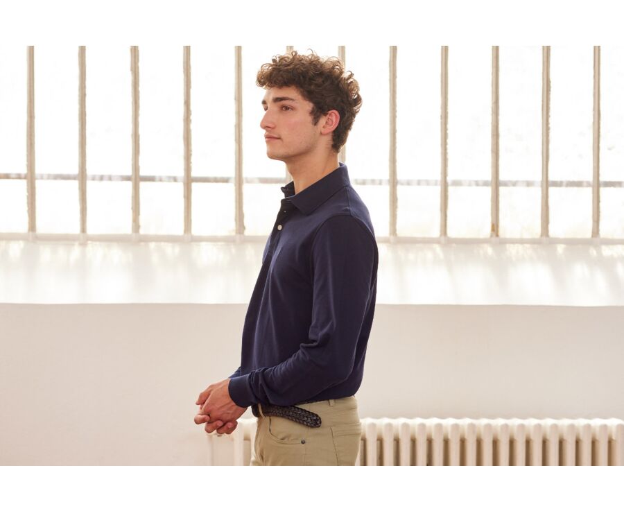 Polo manches longues homme Marine - ALEC II ML