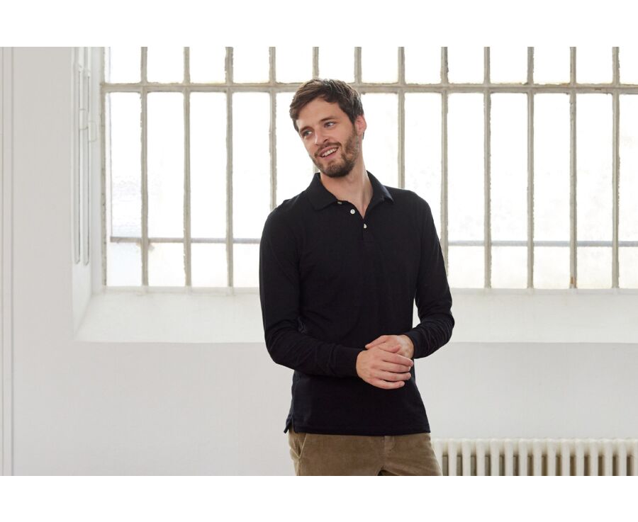 Polo manches longues homme Noir - ALEC II ML