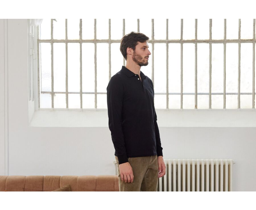 Polo manches longues homme Noir - ALEC II ML