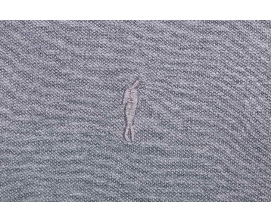 Polo manches longues homme gris chiné en coton piqué - ALEC II ML