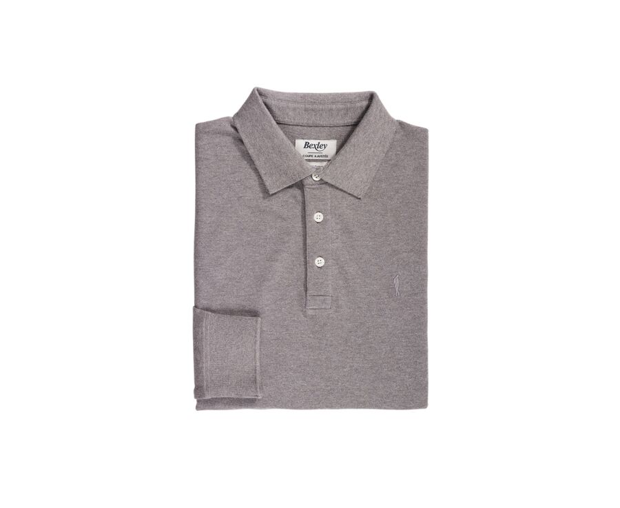 Polo manches longues homme Taupe chiné - ALEC II ML