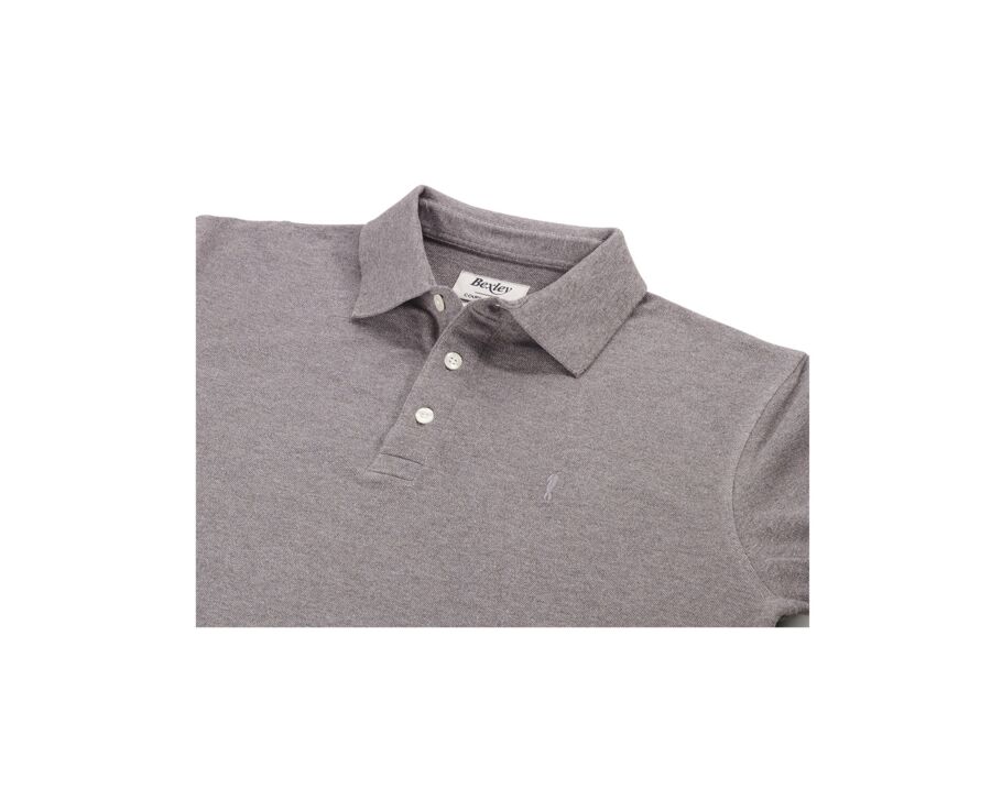 Polo manches longues homme Taupe chiné - ALEC II ML