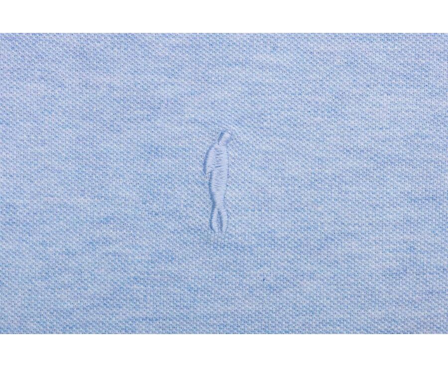 Polo manches longues homme bleu ciel chiné en coton piqué - ALEC II ML