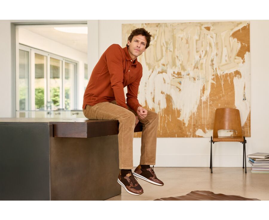 Polo manches longues homme Rouille - ALEC II ML