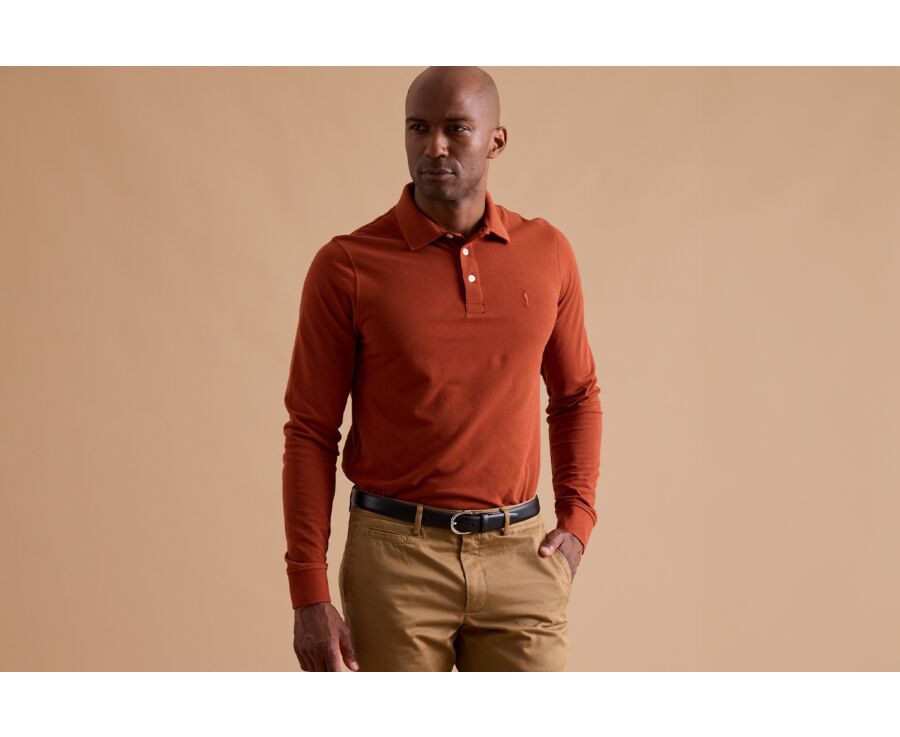 Polo manches longues homme Rouille - ALEC II ML