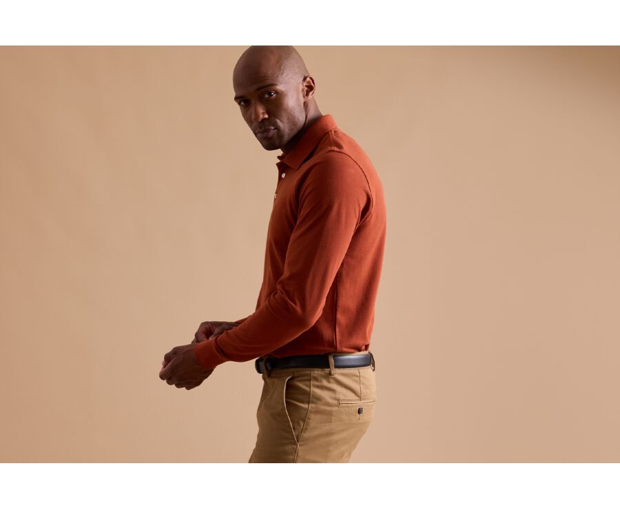 Polo manches longues homme Rouille - ALEC II ML