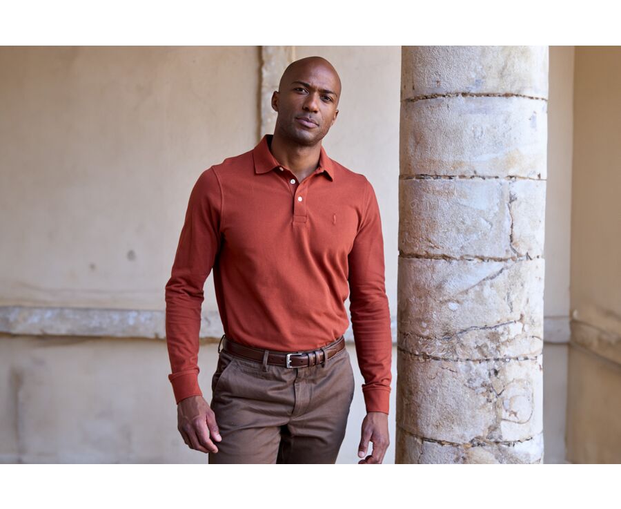 Polo manches longues homme Rouille - ALEC II ML