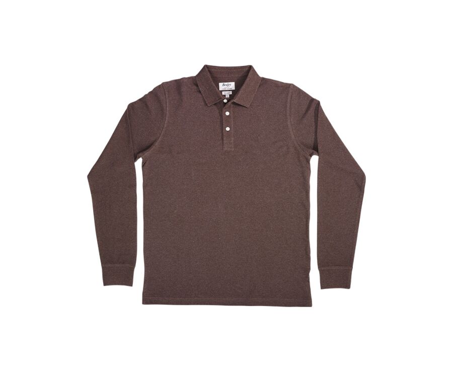 Polo manches longues homme Chocolat Chiné Foncé  - ALEC II ML