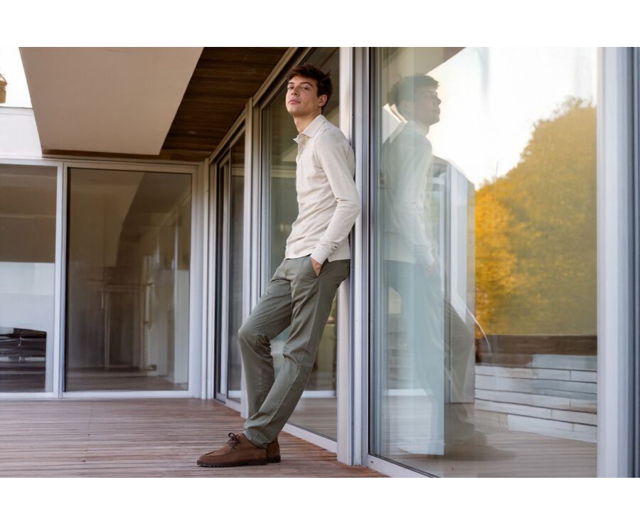 Polo manches longues homme - Beige Clair Chiné - ALEC II ML