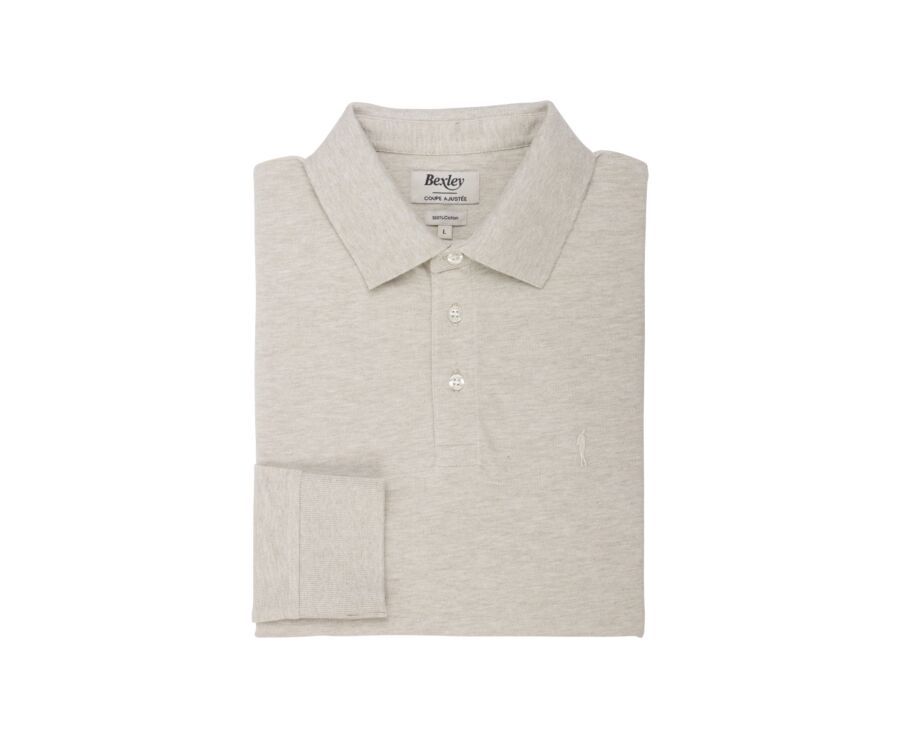 Polo manches longues homme - Beige Clair Chiné - ALEC II ML