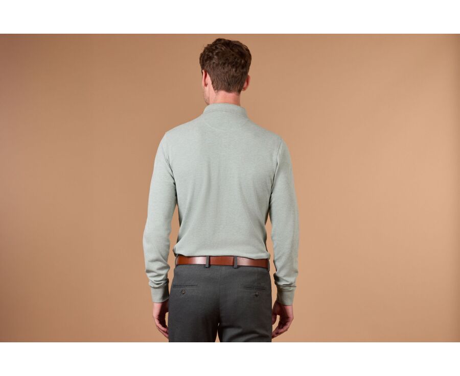 Polo manches longues homme vert tilleul en coton piqué - ALEC II ML