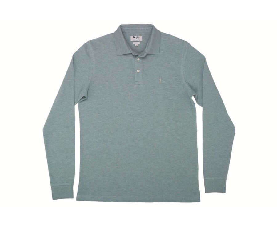 Polo manches longues homme vert tilleul en coton piqué - ALEC II ML