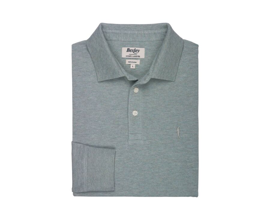 Polo manches longues homme vert tilleul en coton piqué - ALEC II ML