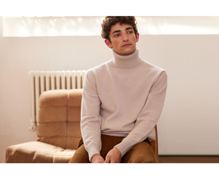 Pull col roulé homme Beige Clair  - KENNERIC