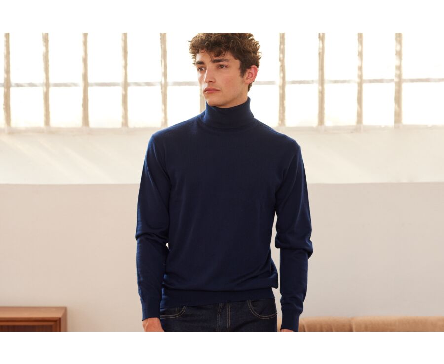 Pull col roulé homme Navy - EMERINOS